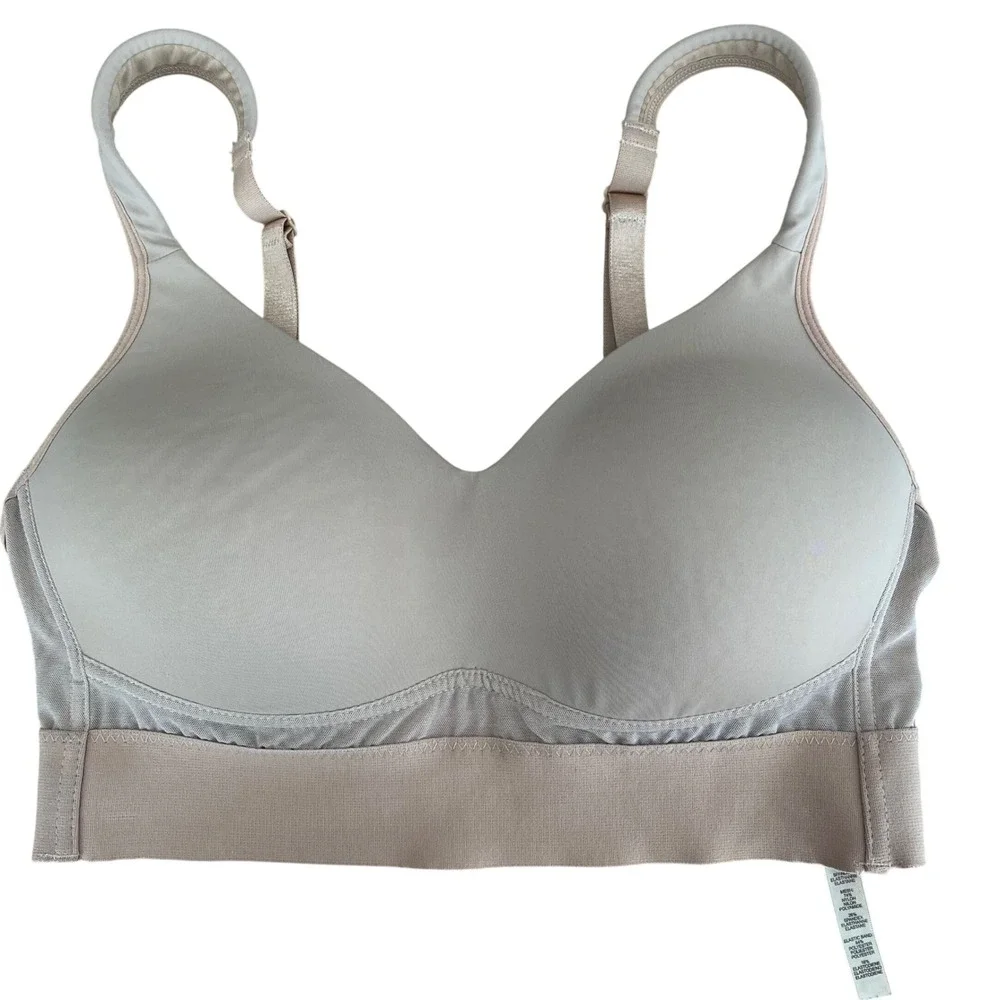 Rhonda Shear Style 0021 Wireless Mesh Back Comfort Bra Taupe Beige Womens Size M